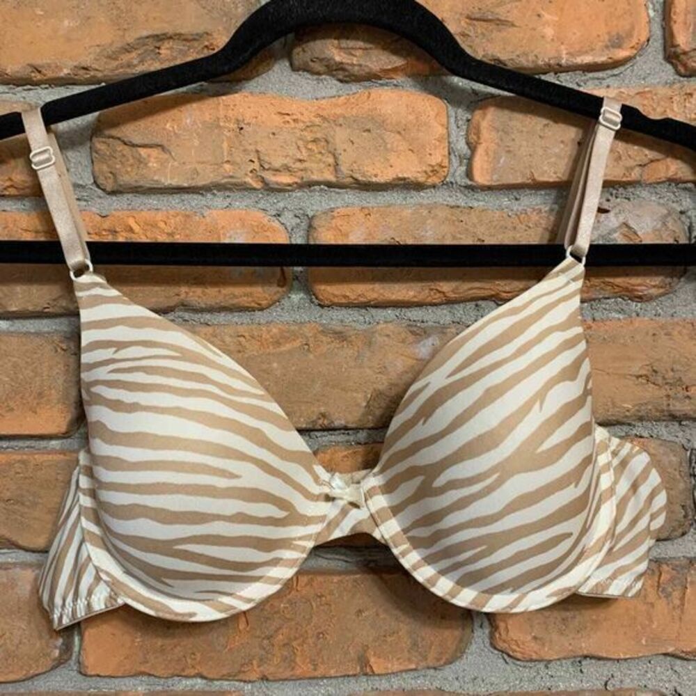 Maidenform Tan Zebra Print Underwire T-Shirt Bra Womens Size 34C 07900/07959